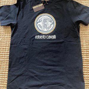 ROBERTO CAVALLI ...NWT/Black Logo T Shirt